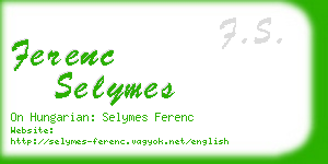 ferenc selymes business card